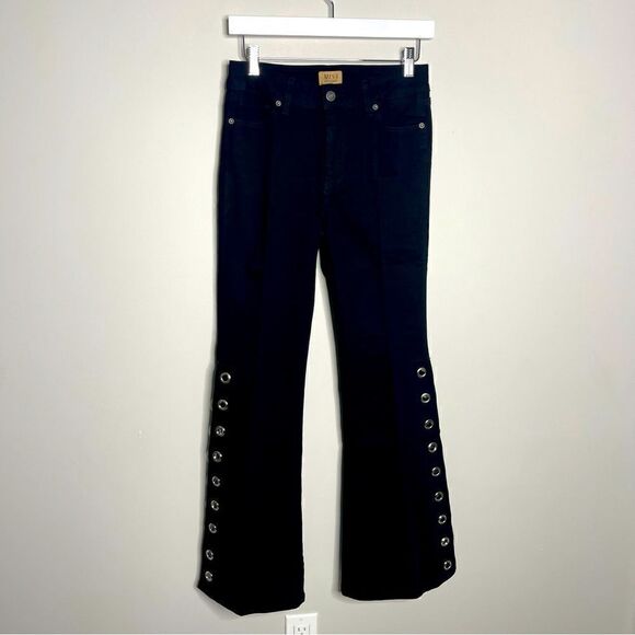 Misa Los Angeles Denim - Misa Los Angeles Black Flare leg Jeans denim w Grommets size 24